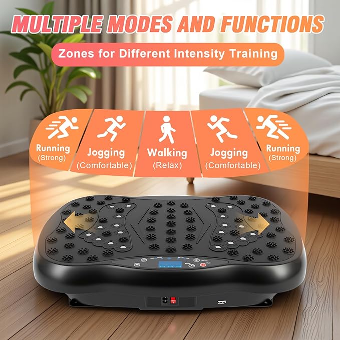 ALSO GO Vibration Plate Exercise Machine, 120-Level & 3 Workout Modes Vibration Board for Weight Loss/Lymphatic Drainage, 400lbs Capacity with Resistance Bands, Full Body Platform for Home Fitness