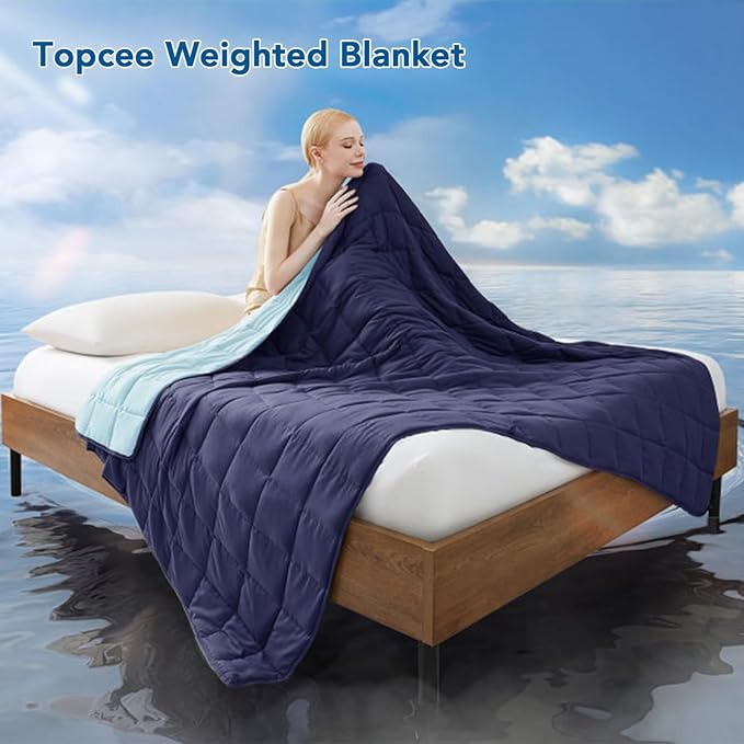 Topcee Weighted Blanket for Adults (20 lbs, 60" x 80") Queen Size Soft Cooling Heavy Blanket Sleeping, Apply to 190-210 lbs Body, Thick Breathable Blanket with Glass Bead, Easy Care