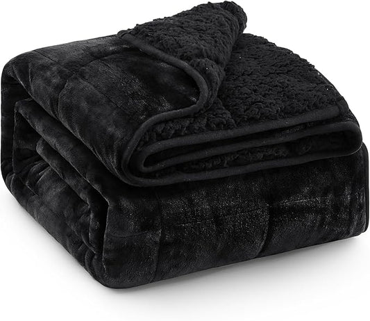 Super Fuzzy Soft Sherpa Fleece Weighted Blanket, 15 lbs Dual Sided Fluffy Heavy Weighted Blankets for Adults - No Bunching with Double Layers of Soft Inner Lining (48"x 72", 15 Pounds)