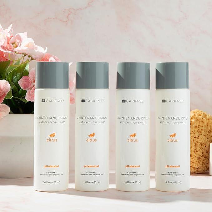 CariFree Maintenance Rinse, Citrus Flavored, Anti-Cavity Fluoride Mouthwash, Dentist Recommended, Prevents Oral Decay, Freshens Breath, Alcohol-Free, Neutralizes pH (16 Fl Oz (Pack of 4)