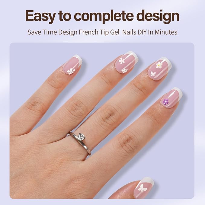 Misssix XBASICTIPS French Tip Press On Nails, 150Pcs French Gel Nail Tips Short Square Pink, Soft Gel Pre-shaped No Need to File 3 in 1 Tips, Fake Nails for Nail Art DIY Extension Designs 15 Sizes