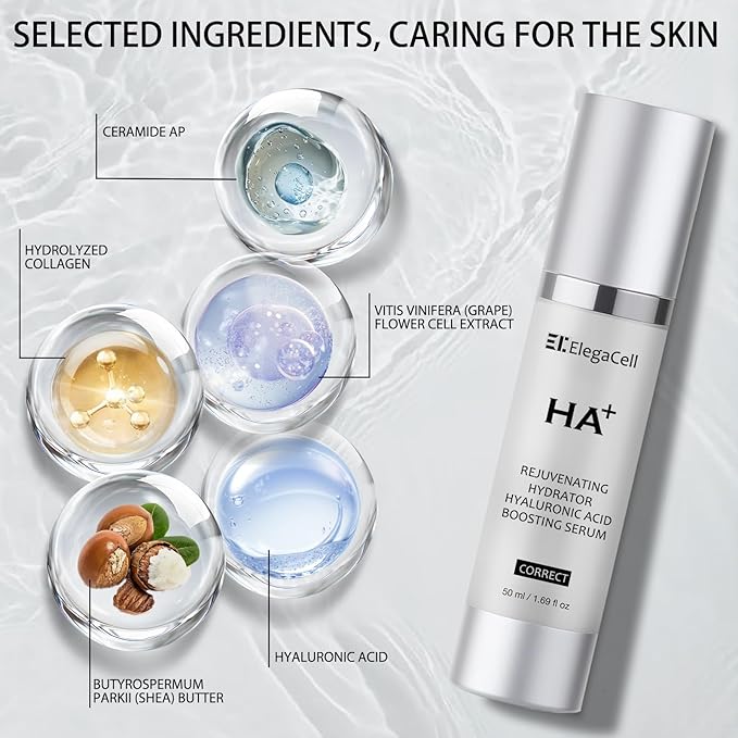 HA Rejuvenating Hydrator Hyaluronic Acid Serum for Face, Deep Hydrating Serum Made with Niacinamide and Ceramides