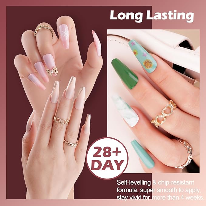 Clara Colors 32 Colors 14ml Gel Nail Polish Kit with UV Light, All In One Gel Polish Set with 48W Light Base and Matte Glossy Top Coat Essential Manicure Tools Nails Art Decorations