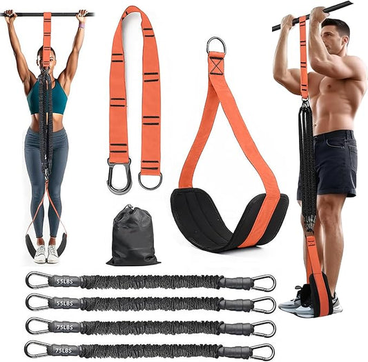 Pull Up Assistance Bands 260lbs – Heavy Resistance Bands for Pull Ups with Feet Rest, Height Adjustable Pull Up Bar Bands, Strength Training Workout Equipment