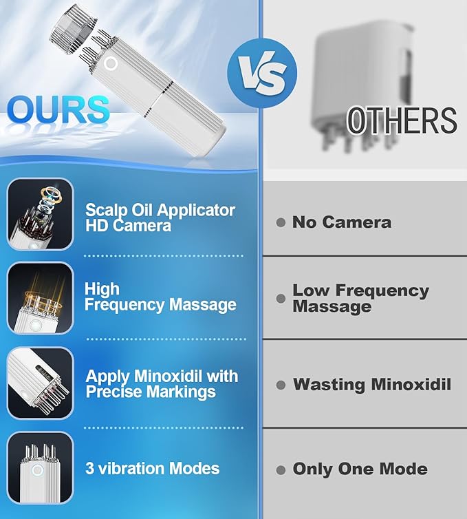 3 in 1 Electric Scalp Massager and Hair Oil Applicator Camera,Wireless Smart Visual Massager Scalp Applicator Brush