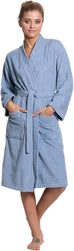 Turkuoise Soft & Absorbent Towel Robe, 100% Cotton Turkish Terry Cloth Kimono Bathrobes for Women