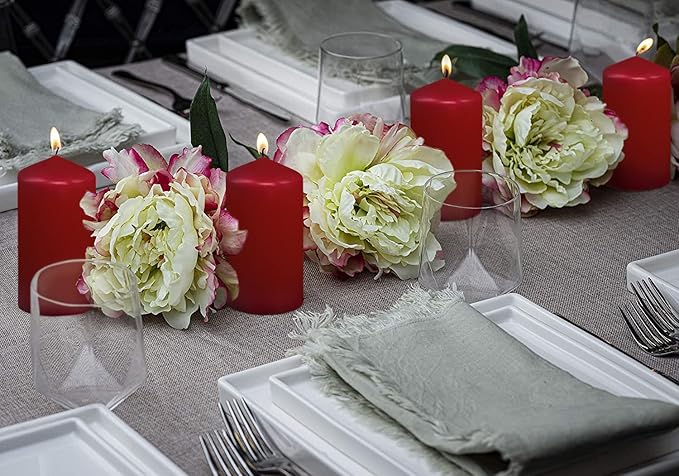 BOLSIUS 2x4 Inch Dark Red Pillar Candles - 4 Pack Candle Set - 20 Hours Burn Time - Premium European Quality - Dripless And Smokeless Candle - Perfect for Wedding Candles, Party, and Special Occasions