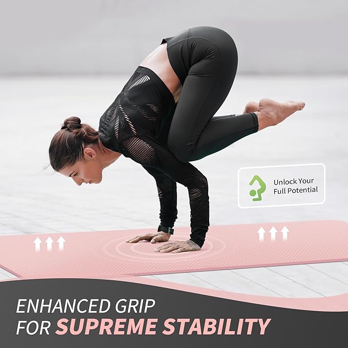 CAMBIVO Yoga Mat for Women Men Kids, 1/3 & 1/4 & 2/5 Inch Extra Thick Yoga Mat Non Slip, 72" x 24" TPE Yoga Mats, Workout Mat with Carrying Strap for Yoga, Pilates and Floor Exercises