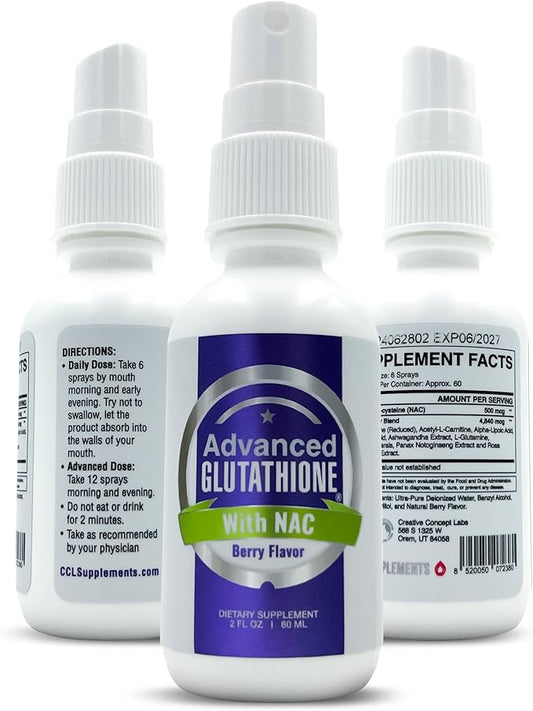 Liquid Liposomal Glutathione Spray - Maximum Absorption Glutathione Supplement with NAC, Ashwagandha, Glutamine, Ascorbic Acid - Sublingual Easy Use - Immune & Detox Support - 2oz