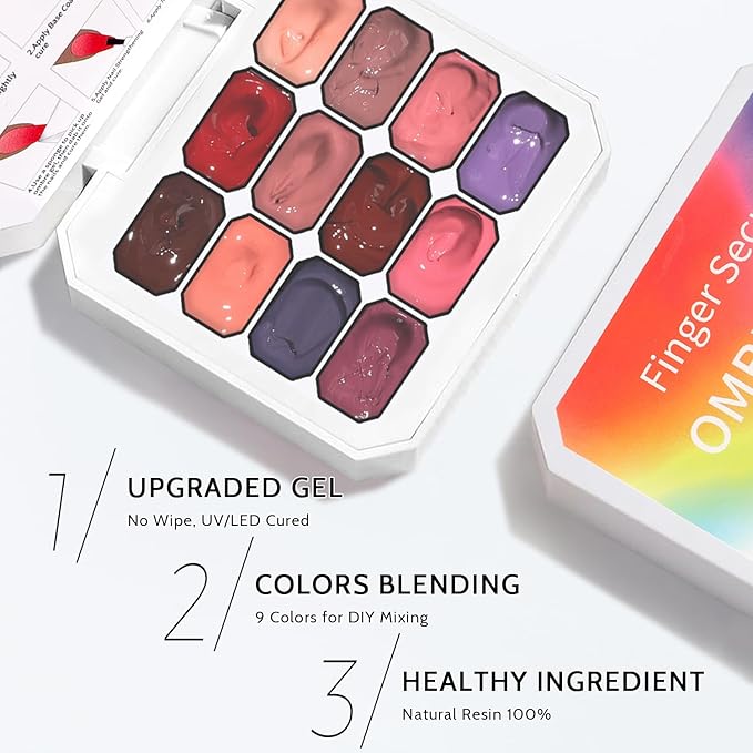 Sponge Pat Gel Nail Polish Palette, 12 Colors Blending Ombre Gel Polish Gradient Painting Nails Art, No Wipe, UV/LED Cured (12 Colors G)