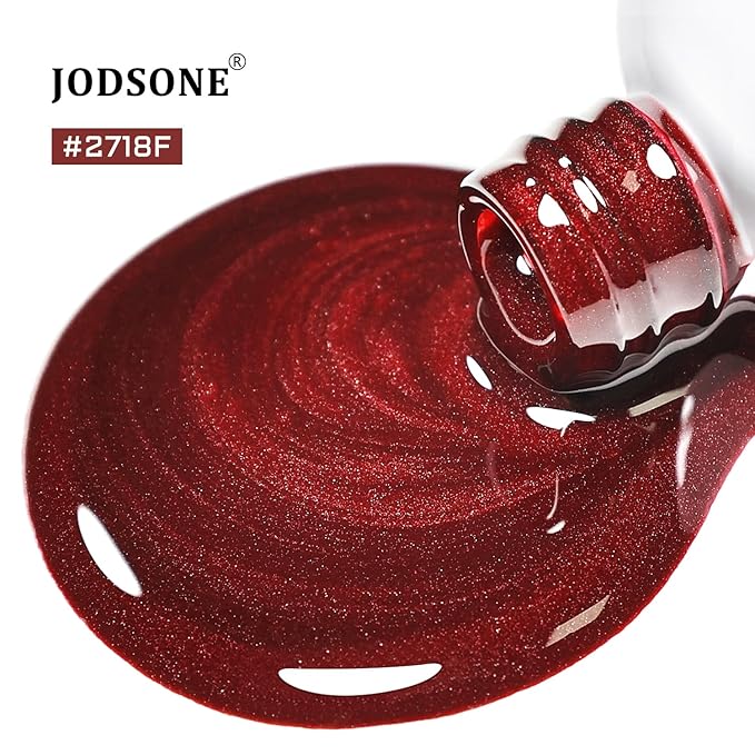 JODSONE 16.5ml Red Cat Eye Gel Nail Polish,Glitter Burgundy Red Cat Eye Magnetic Reflective Translucent Need U V Curing at Home Salon Design