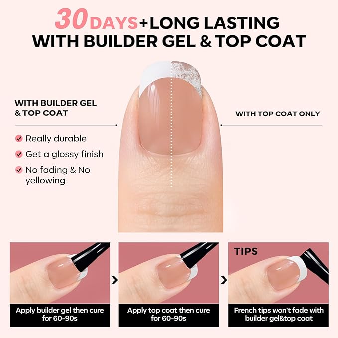 modelones French Tip Press on Nails, 150Pcs Extra Short Square Fake Nails with Nail Box, Deep Nude Gel Nail Tips for Women, Soft Glue-On Nails for Natural Salon Look, DIY Nail Art (15 Sizes)