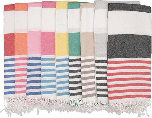 Oversized Turkish Beach Towel 38’’x71’’ - Set of 6 | 100% Turkish Cotton Lightweight Sand Free Quick Dry Pool Towels | Extra Large Bath Towels for Adults Beach Blanket Essentials