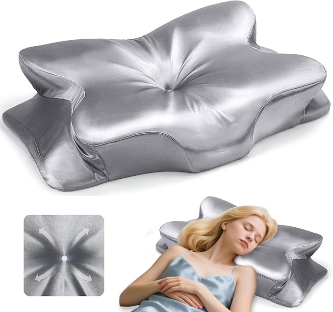 CCidea Ergonomic Contour Memory Foam Pillow for Side Sleepers, Breathable Cervical Support Pillow with Removable Cover