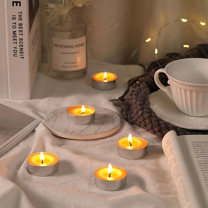 50 Packs Beeswax Tealight Candles, Pure Beeswax Tea Lights Candle, Natural Organic Tealights Candles Unscented Smokeless Clean Burning with 4 Hour Burn Time