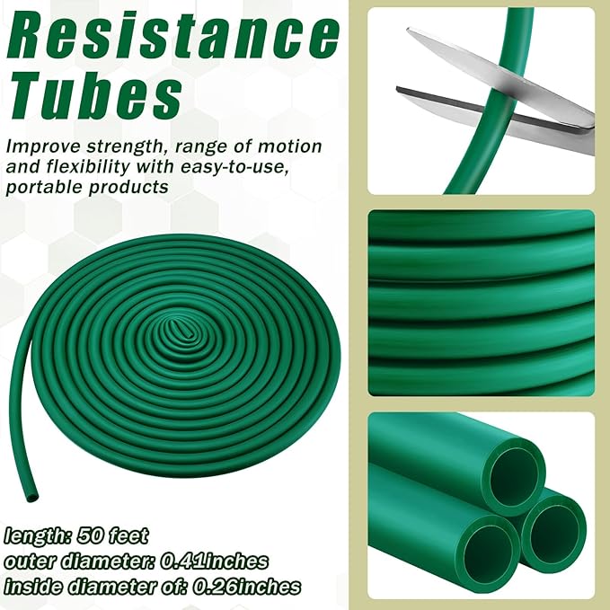 1 Roll Resistance Tubes Latex Elastic Tubing 50ft Exercise Bands Exercise Tubing for Physical Therapy, Lower Pilates, at Home Workouts, Rehab Core Exercise