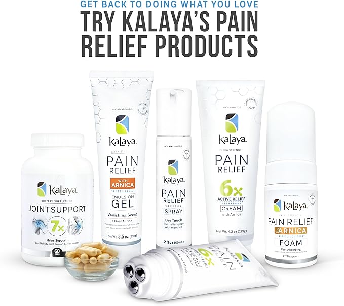 Kalaya Pain Relief Cream with Arnica for Muscles and Joints – 6 Natural Active Ingredients - Dermatologist Tested - 4.2 oz (Pack of 3)