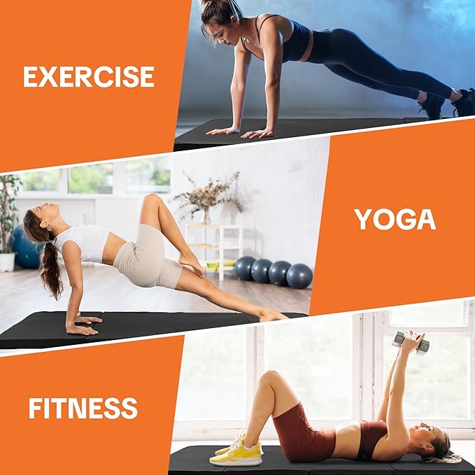 BALAPET Large Exercise Mat 2 inch Thick, Portable 7'x5'x2'' Workout Pad High-density Foam Support, Folding Anti Tear Gymnastics Mat