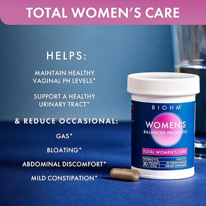 BIOHM Probiotics for Women, 30 Billion CFU, 9 Strains (30 Count) Helps Support Total Gut Health, Digestive & Immune System, Vaginal Probiotic for Urinary Tract & Vaginal Health, 30 Day Supply