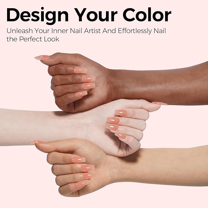 TOMICCA Nude Pink Gel Polish, Jelly Nude Pink Polish, Translucent Pink Nail Polish, UV Sheer Nude Polish, Long Lasting Neutral Nail Art