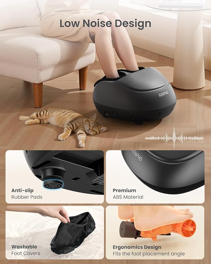 RENPHO Foot Massager Machine [2025 Upgraded], Shiatsu Foot Massager with Heat, Plantar Fasciitis Massager, True Feet Massage, Birthday Gifts for Women Mom Men Dad, Fits Up to Size 13