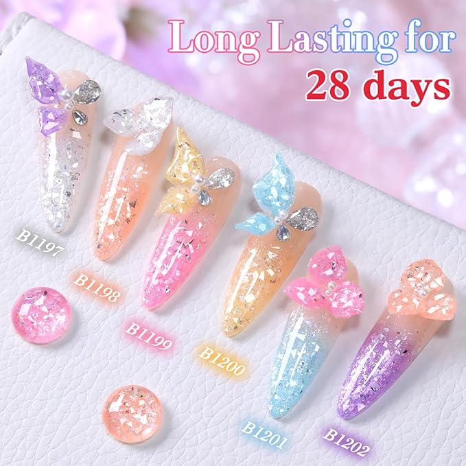 Double Rhythm 0.5 Oz Glitter Gel Polish Set of 6 Color with Display Borad 15 ml Full Size Kit Shimmer Reflective Sparkle Soak Off Manicure Salon DIY at Home (Silver Pink Yellow-T6-54)