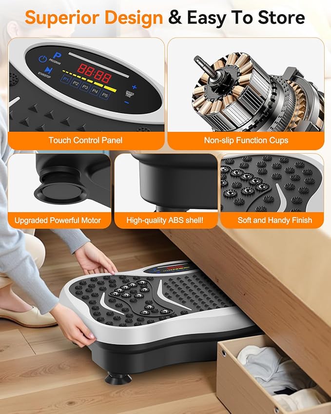 Vibration Plate Exercise Machine for Lymphatic Drainage, Vibration Plate with Bluetooth and LED Display for Women Men 120 Speed Levels Vibrating Equipment for Weight Loss Workout Equipment for Home