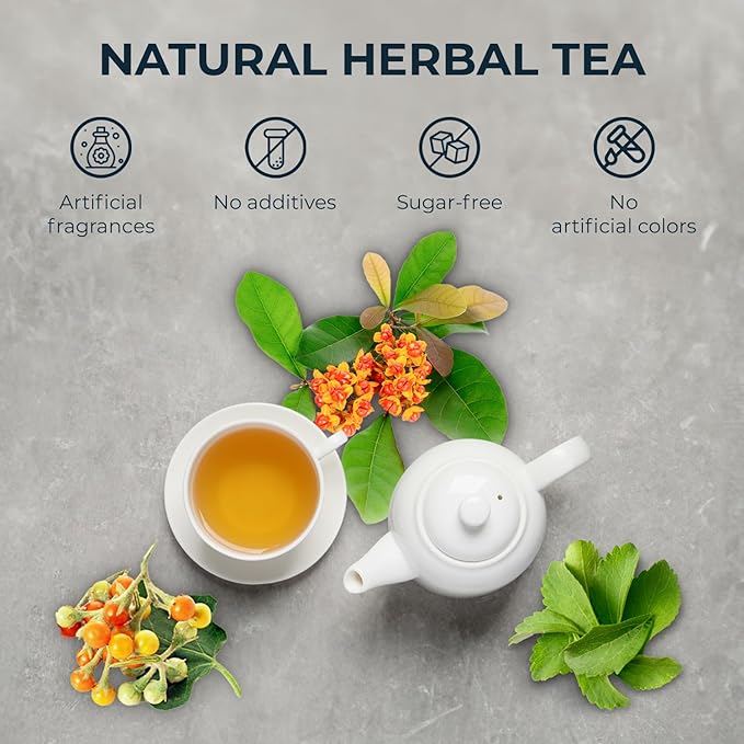 Natural Celastrus Hindsii Tea with Solanum Trilobatum & Stevia - 55 Count (+5 Tea Bags) - 4.59 oz, Bamboo Tong, Re-Steep Herbal Detox Tea Blend for Relax, Energy & Inner Health Support