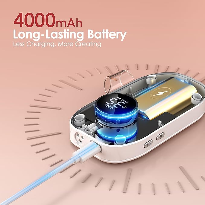 Delanie Brushless Nail Drill 35000 RPM Professional Rechargeable Portable Electric Nail File for Nail Tech, Rose Gold