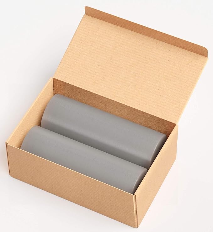 Set of 2 Pillar Candles 3" x 8" Unscented Handpoured Weddings, Home Decoration, Restaurants, Spa, Church Smokeless Cotton Wick - Grey