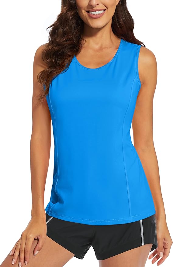 MAGCOMSEN Women's Sleeveless Workout Shirts UPF 80+ Dry Fit Running Wicking Tank Tops Athletic Gym Summer