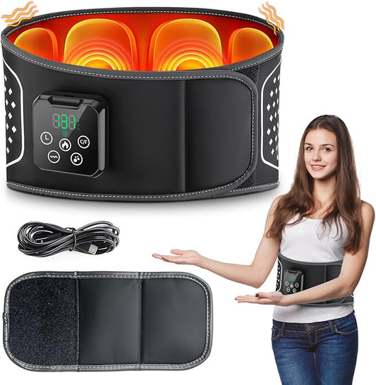 Cordless Heated Lower Back Massager,Heating Pad for Pain Relief,Inflatable Lumbar Belt Massager with 3 Vibration and 4 Heat,3 Airbag,Deep Tissue Air Compression & Vibration Therapy,Gifts for Men Women