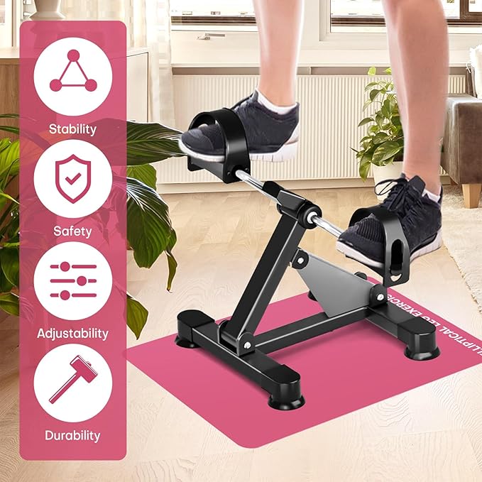 Under Desk Elliptical Mat - Non-Slip Exercise Equipment for Peloton Bike, Small Exercise Mat for Desk Workout Equipment