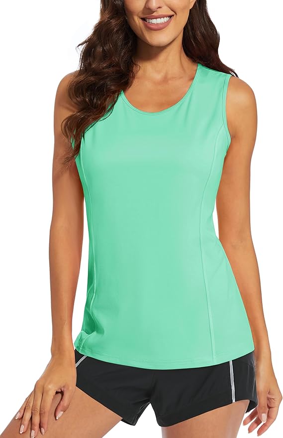 MAGCOMSEN Women's Sleeveless Workout Shirts UPF 80+ Dry Fit Running Wicking Tank Tops Athletic Gym Summer