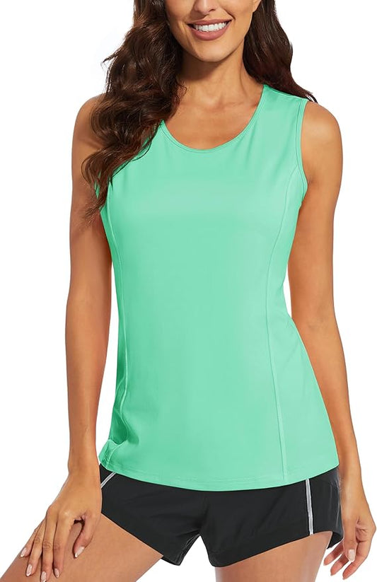 MAGCOMSEN Women's Sleeveless Workout Shirts UPF 80+ Dry Fit Running Wicking Tank Tops Athletic Gym Summer