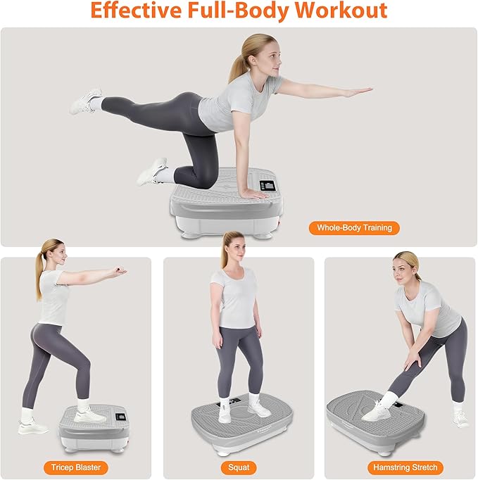 Homesy Vibration Plate Exercise Machine, Vibrating Plate for Lymphatic Drainage, Full Body Shaking Workout Fitness Platform Board, Sport Gym Equipment for Weight Loss Fat Burner