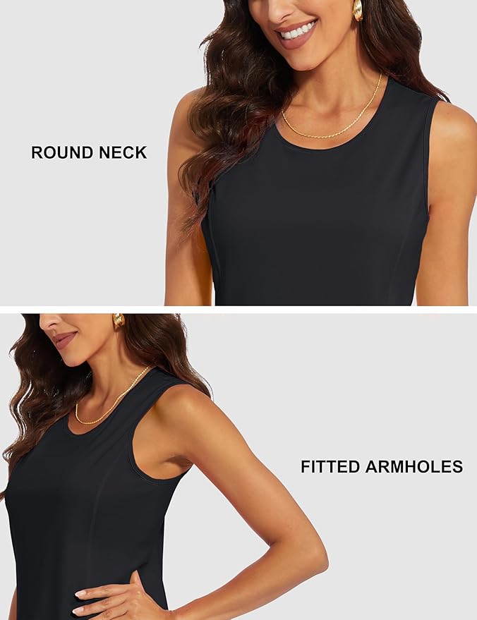 MAGCOMSEN Women's Sleeveless Workout Shirts UPF 80+ Dry Fit Running Wicking Tank Tops Athletic Gym Summer