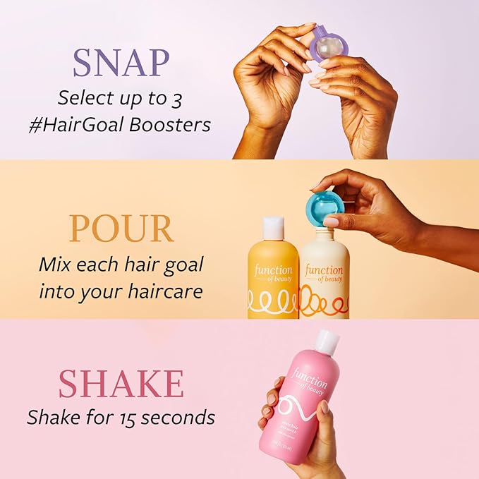 Function of Beauty Straight Hair Shampoo + Conditioner (11 oz Each) + Volumize, Strengthen & Lengthen #HairGoal Boosters Set - Sulfate-Free, Formulated to Hydrate and Seal in Moisture
