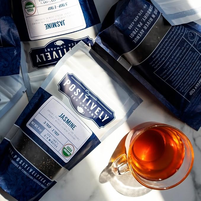 Organic Positively Tea Company, Jasmine Green Tea, Loose Leaf, 16 Ounce