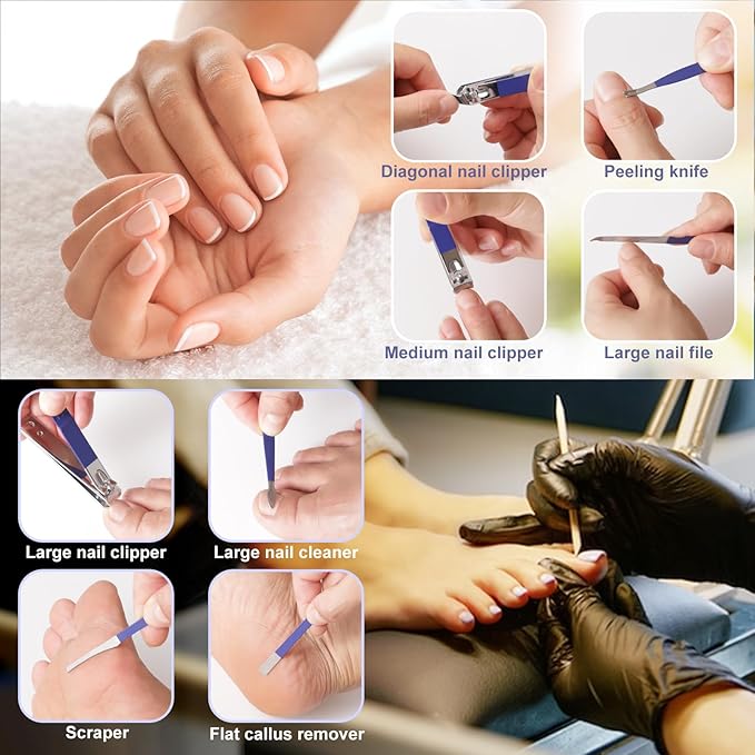 Manicure Set Pedicure Kit Womens Nail Clippers Set 32 in 1 Professional Grooming Care Tools Nail Kit Including Facial, Fingernails and Toenails Care with Travel Case Women
