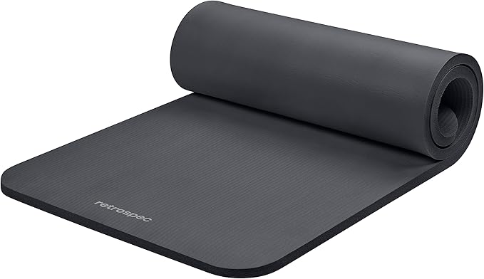 Retrospec Solana Yoga Mat 1" Thick With Nylon Strap For Men & Women - Non Slip Exercise Mat For Home Yoga, Pilates, Stretching, Floor & Fitness Workouts