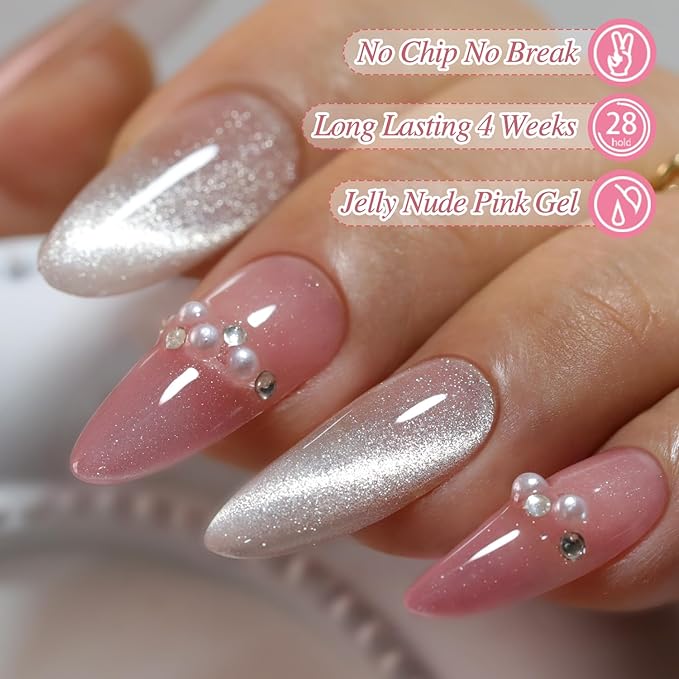 Double Rhythm 6 Colors Cat Eye Gel Polish Set Shimmer Glitter with Magnet Holographic Reflective Magnetic UV Nail Art Kit (6-Kit 14)