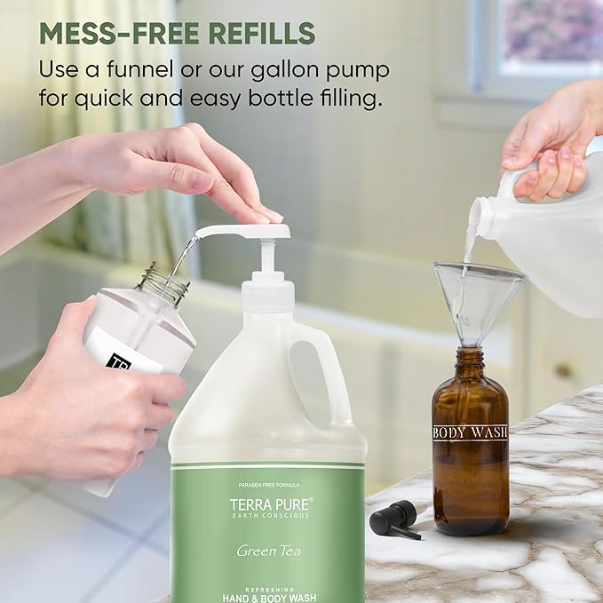 Terra Pure Hotel Hand & Body Wash Soap | Four Gallons | Designed to Refill Soap Dispensers (Set of 4)