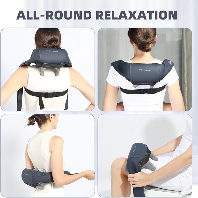 Neck and Shoulder Massager with Heat, Shiatsu Back Massager for Pain Relief, Cordless Electric Deep Tissue 4D Kneading Massage for Neck, Shoulder, Leg, Back Muscle Tension Release