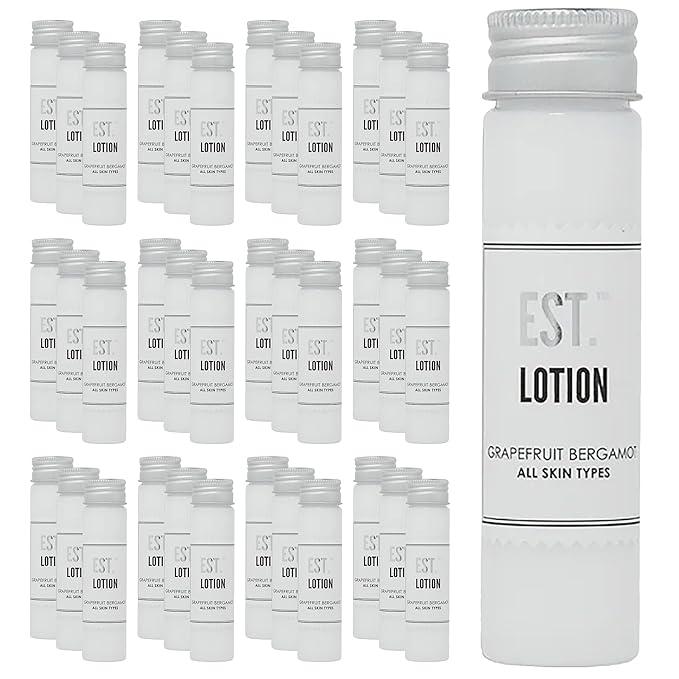 World Amenities EST. Soothing Hand & Body Lotion with Grapefruit-Bergamot fragrance, Biodegradable/Recyclable Bottle with Screw Top, 1.41oz / 40ml, Pack of 48