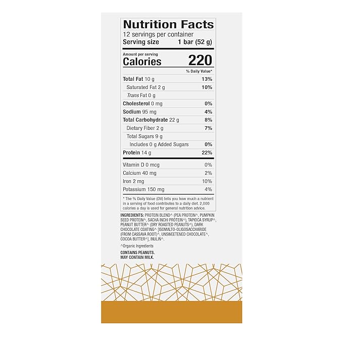 Dr. Mercola Pure Power Peanut Butter Protein Bars, 12 Servings, non GMO, Soy Free, Gluten Free, Vegan Protein Bars