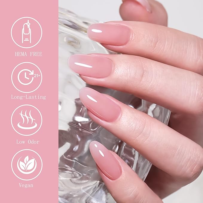 6 Colors Gel Polish Set Pink White Nude Hema Free Soak Off Salon Home DIY Gift for Women