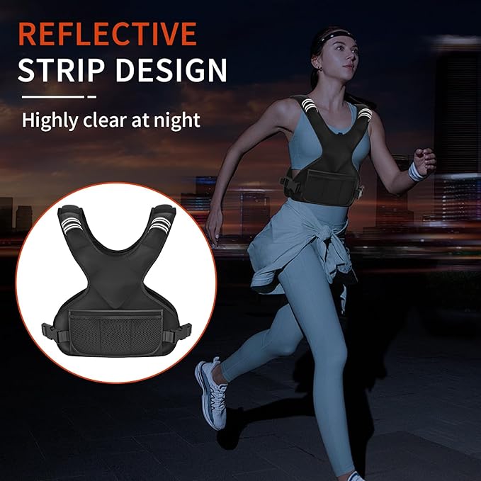 Adjustable Weighted Vest for Women Men, 4-10lb/12-18lb/ Vest with 6 Ironsand Weights, Weight Vest with Reflective Strip for Running, Walking, Exercise, Strength Training