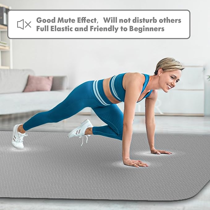 FrenzyBird Large Yoga Mat 6'x 4'（72”x 48”）—1/4" &1/3" Extra Wide Exercise Mat 183cm x 122cm Large Exercise Mat Big Home Yoga Mat Pilates Mat,Non Slip,Thick,TPE Workout Mat,for Women & Men, Yoga, Pilates, Gym and Floor Workouts Pilates