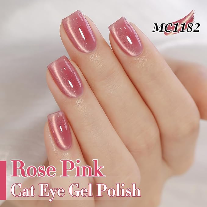 Double Rhythm 6 Colors Cat Eye Gel Polish Set Shimmer Glitter with Magnet Holographic Reflective Magnetic UV Nail Art Kit (6-Kit-51)